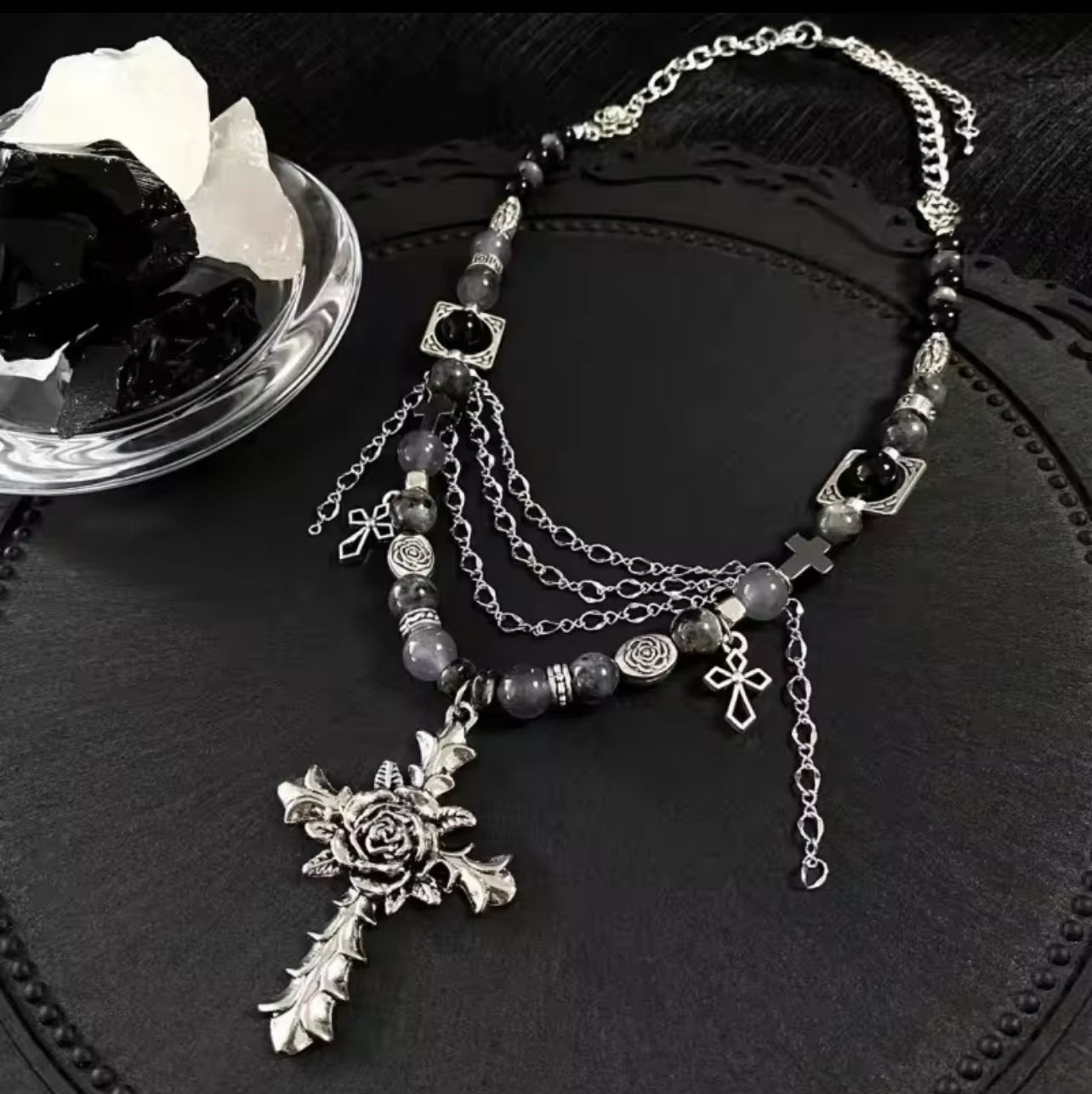 Rose Cross Chain Necklace