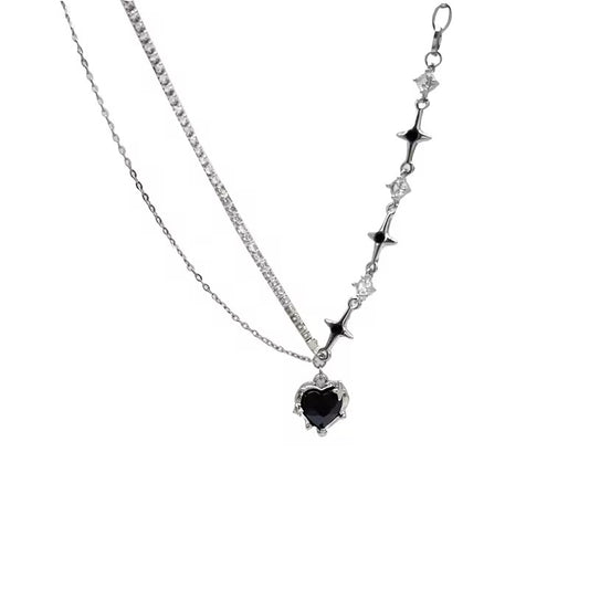 Black Heart Cross Necklace