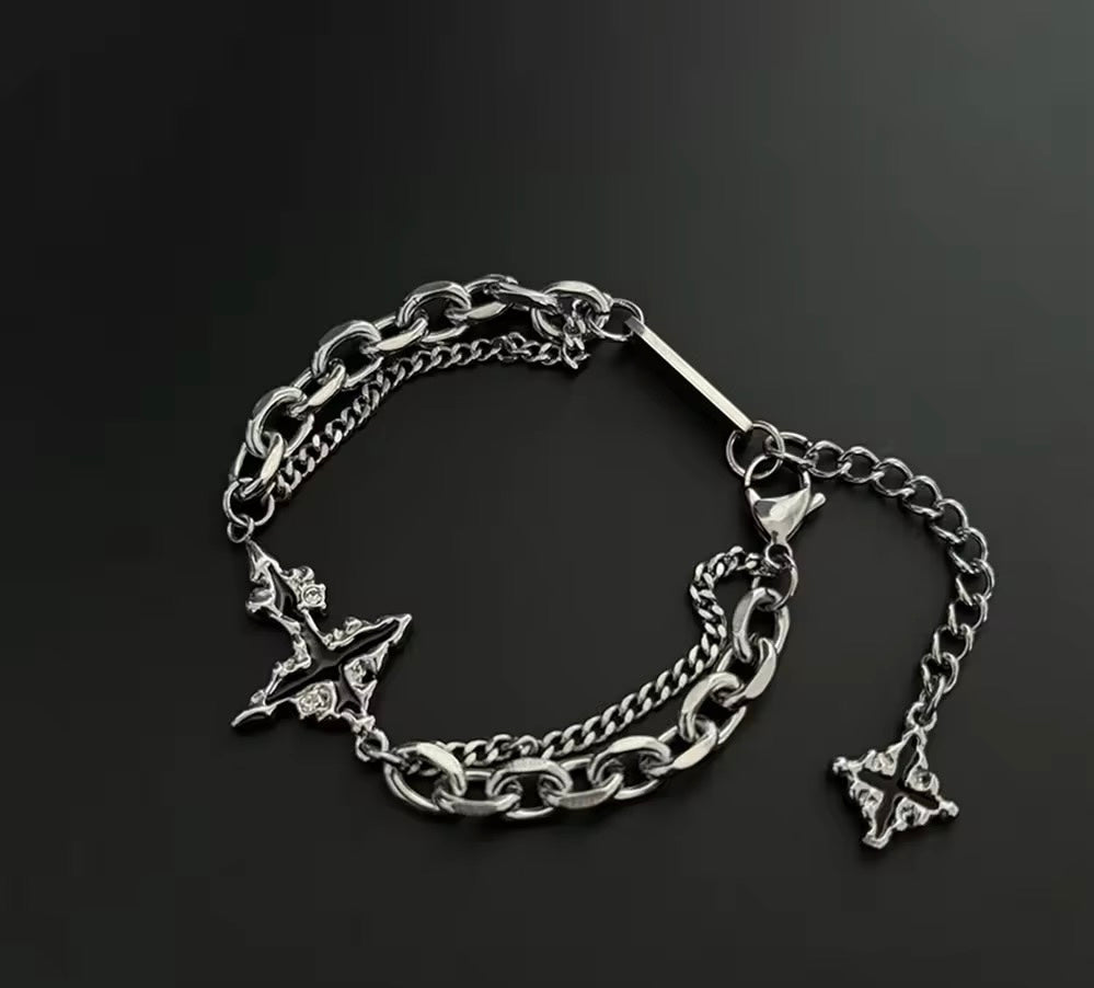 Chrome Cross Chain Bracelet