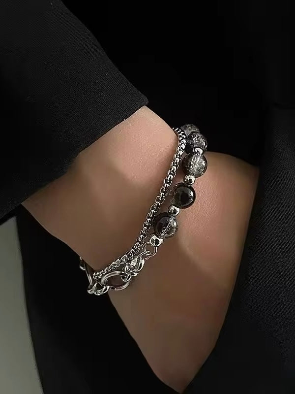 Black and Silver Chain Bracelet